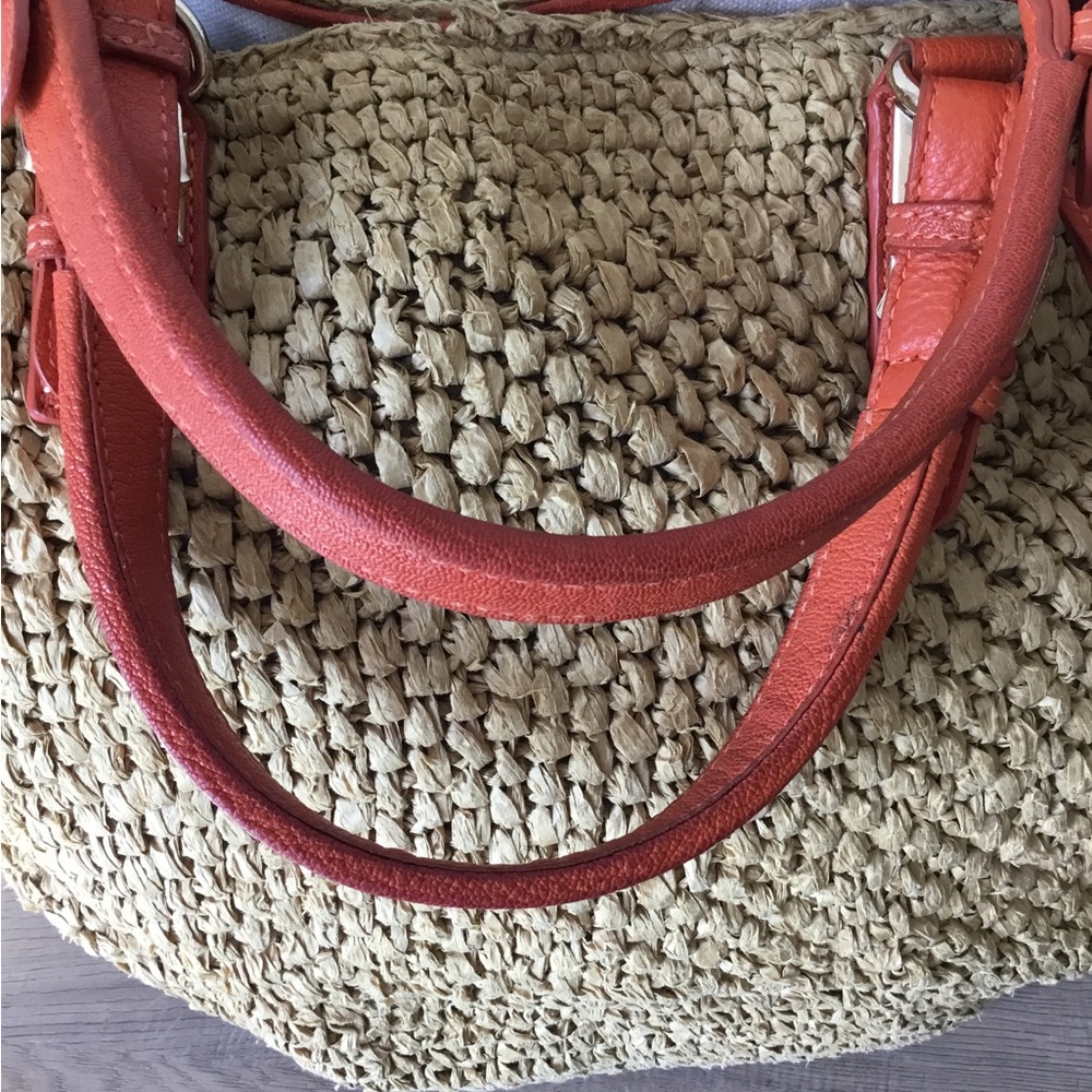 MICHAEL Michael Kors Santorini Raffia and Orange Leather Basket Tote Bag. - Picture 5 of 9